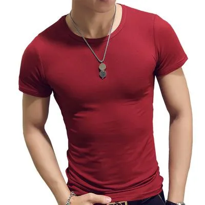 2019 New Summer Solid Men's T-shirt Fashion V Neck Short Sleeve T Shirt Men Clothing Trend Casual Slim Fit Top Tees