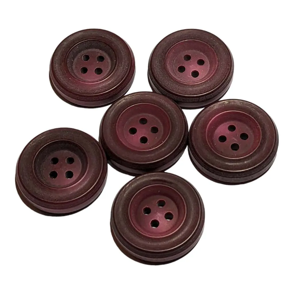 25mm Burgundy 4 Hole Plastic Buttons