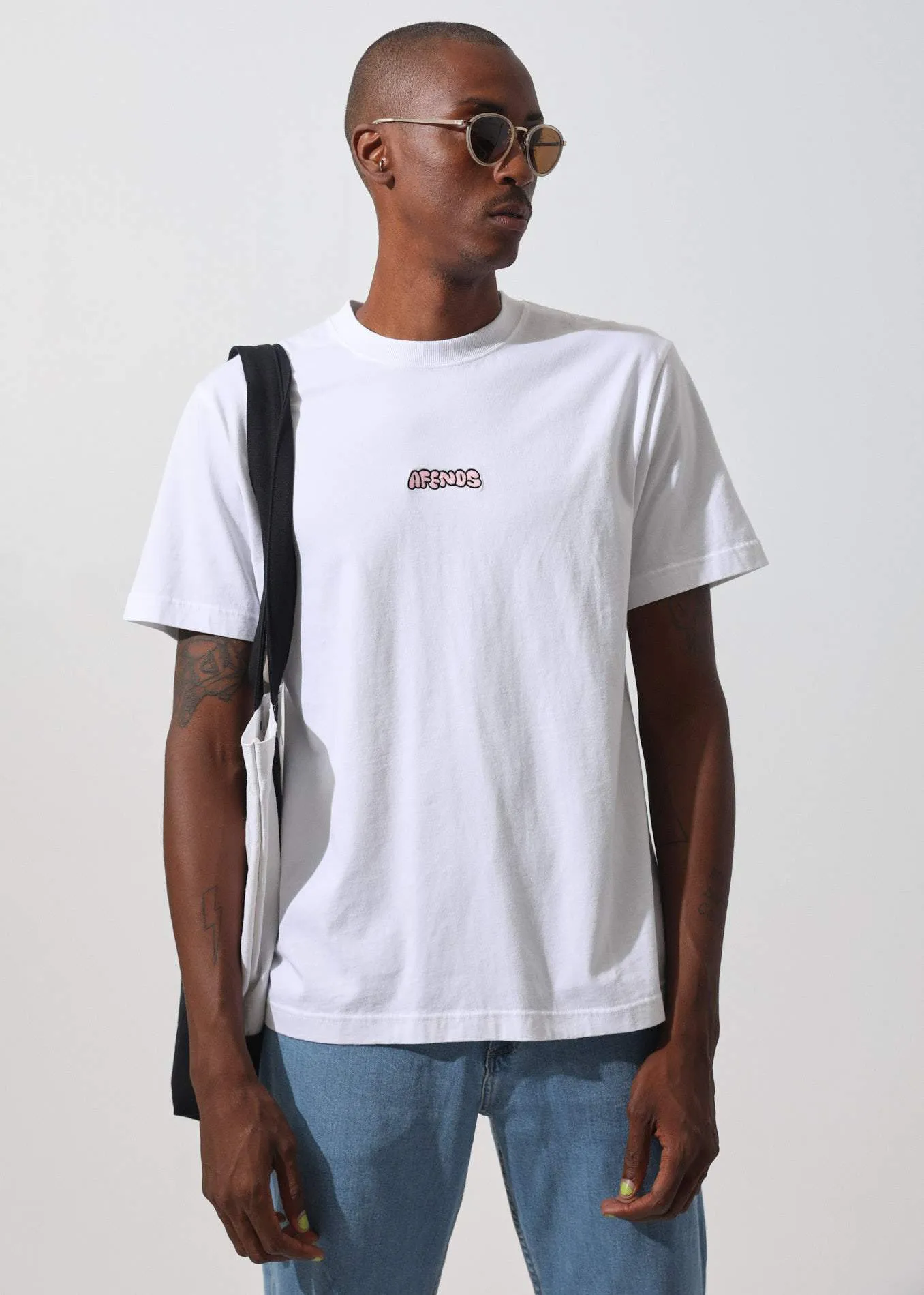 Afends Mens Kettleish - Oversized Retro Fit Tee - White