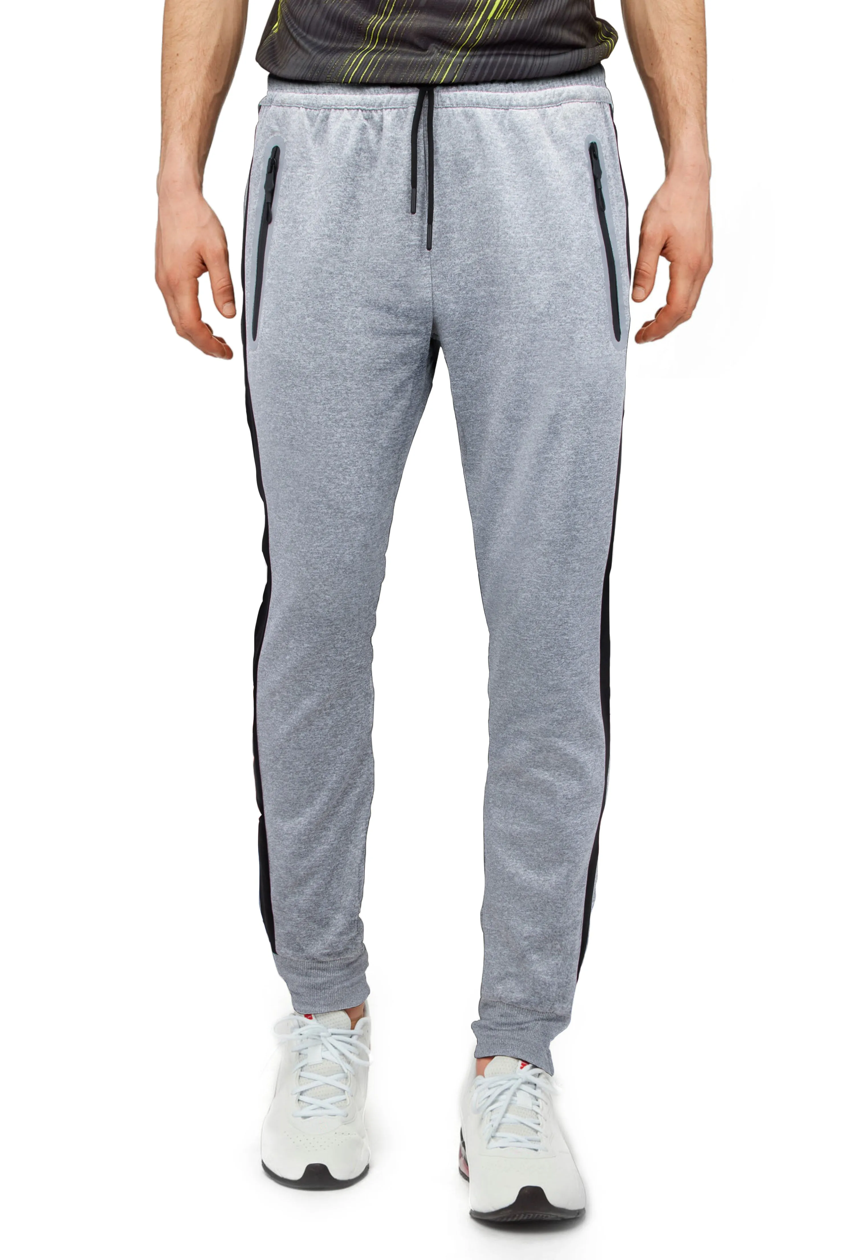 Cultura Men's Zip Pocket Side Stripe Tech Fleece Jogger Sweatpants