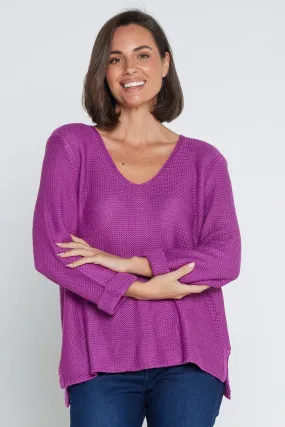 Emmy Cotton Knit Jumper - Purple