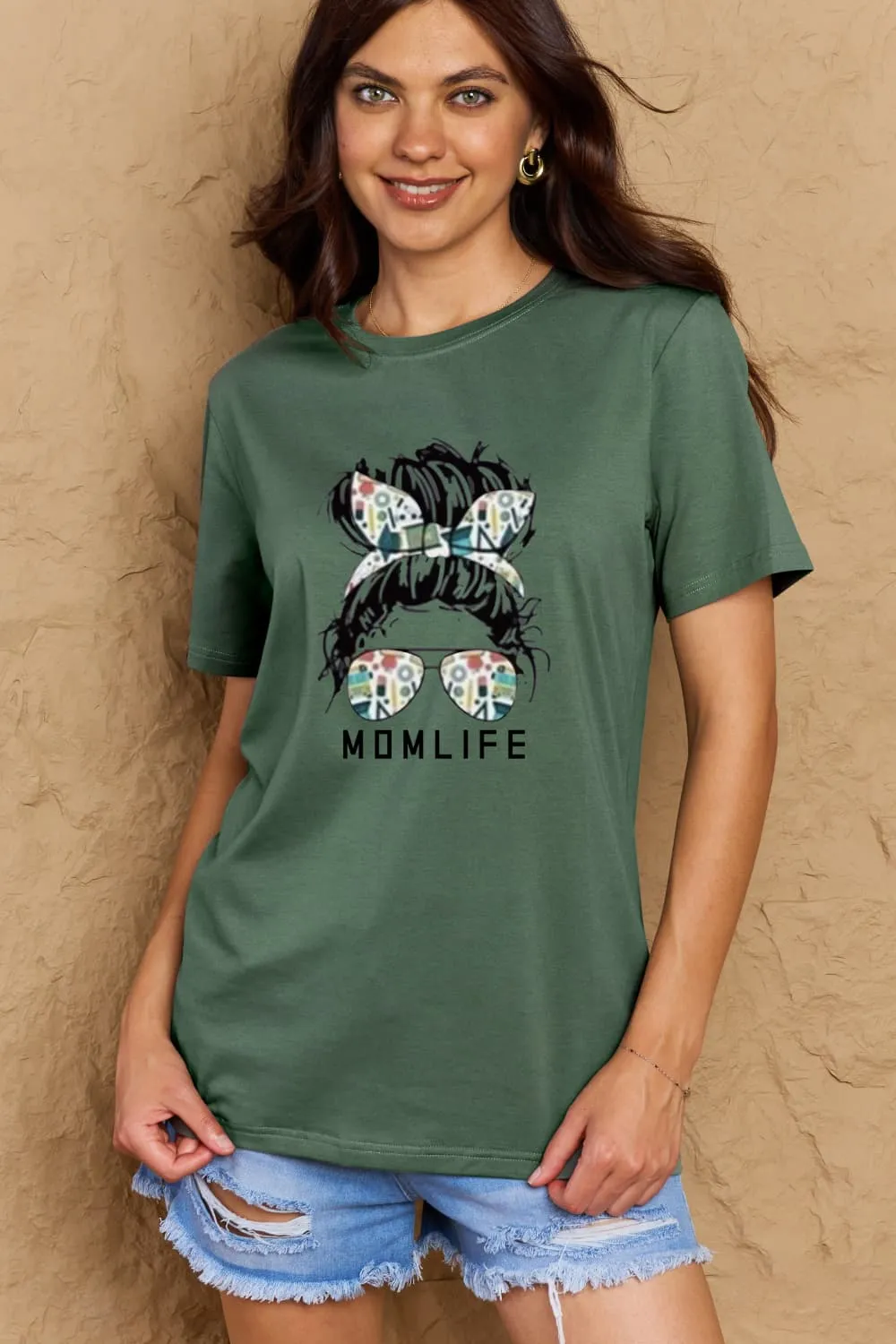 MOM LIFE Graphic Cotton T-Shirt