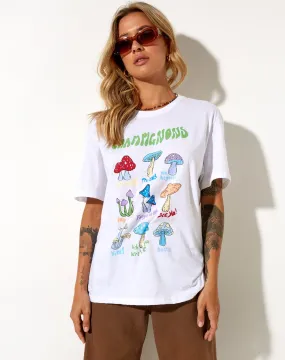 Oversize Basic Tee in White Champignons