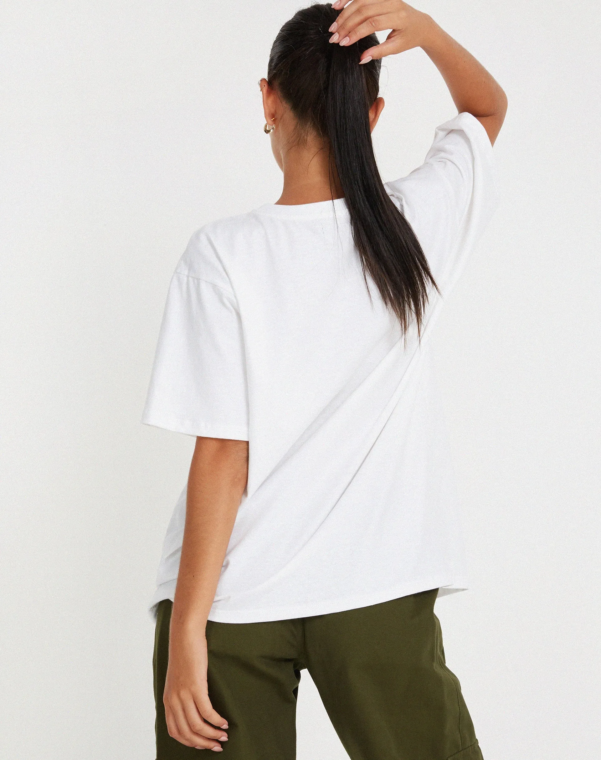 Oversize Basic Tee in White Motel Angel