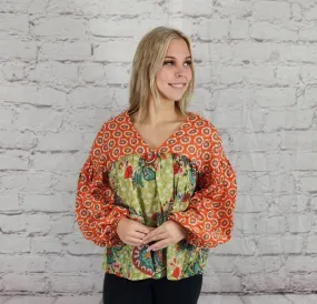 Printed floral and paisley pattern V-Neck top