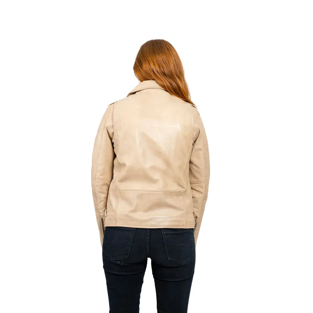 Rebel Womens Leather Jacket Oil Sand