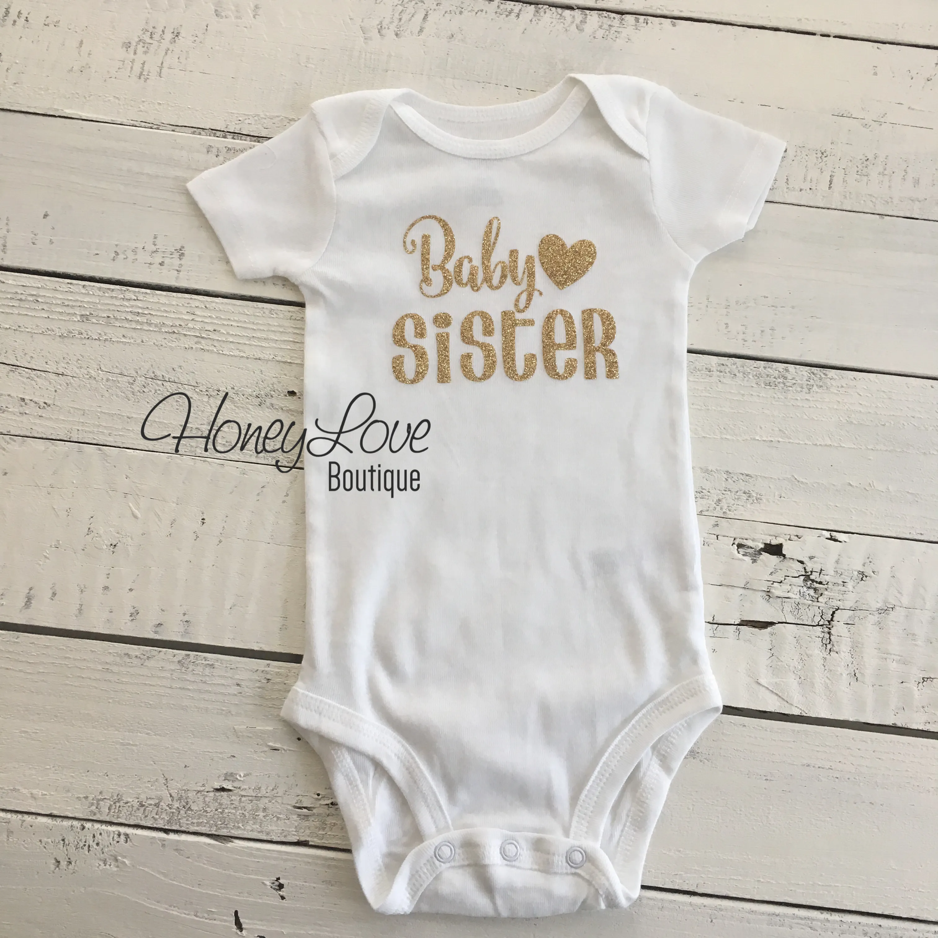 Sister bodysuits and shirts - Gold Glitter