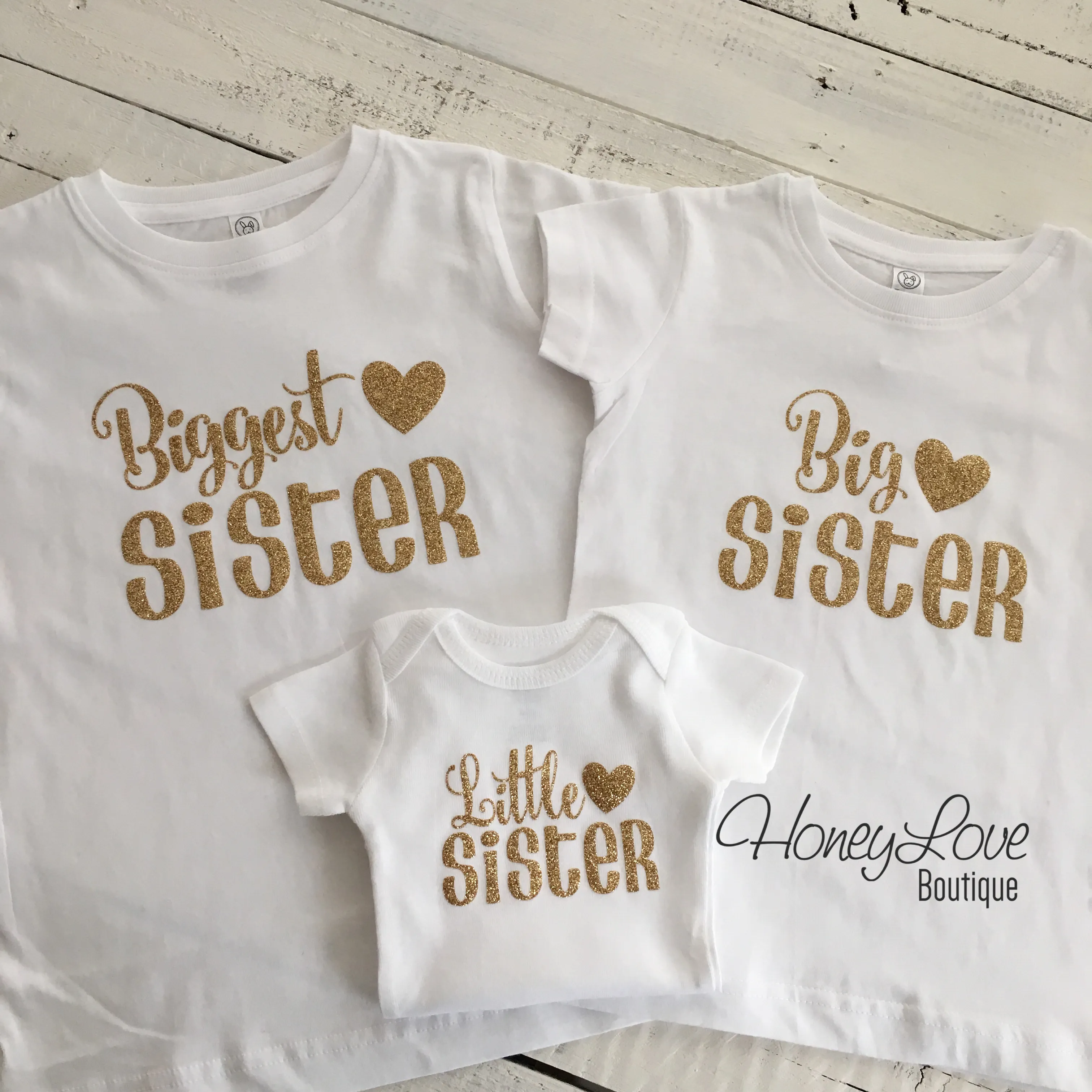 Sister bodysuits and shirts - Gold Glitter