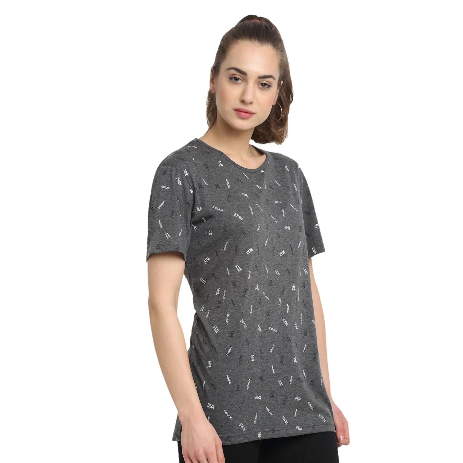 Vimal Jonney Grey Half Sleeve T-shirt For Women's