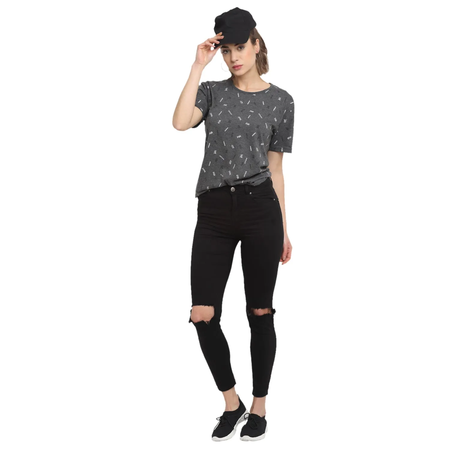 Vimal Jonney Grey Half Sleeve T-shirt For Women's